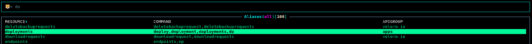 Aliases menu and resource commander