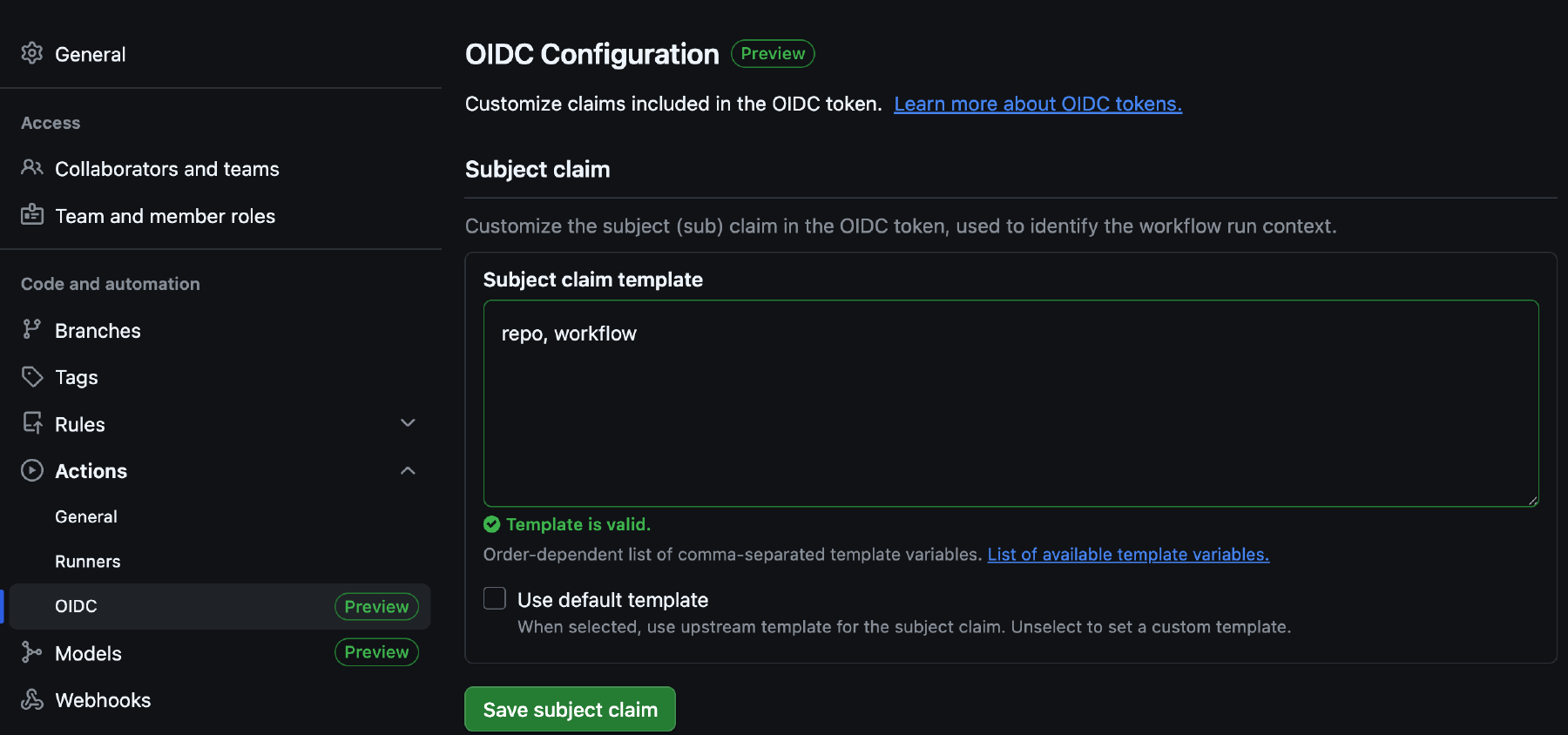 Setting up oidc token in github actions